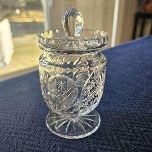 Crystal Jam Pot With Lid. I Think It Is Czechoslovakian.